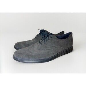 Cole Haan Men's Grand OS Dark Gray Leather Suede Oxford Derby Wingtip Shoes 12
